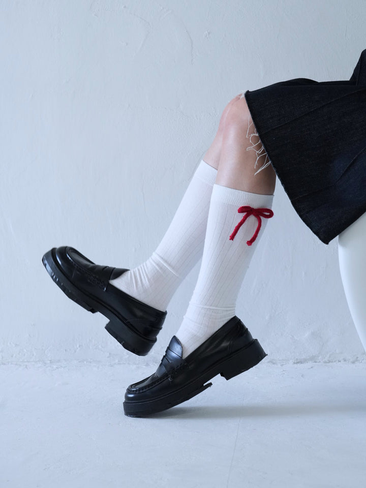 【 10月上旬発送予定 】knee-high ribbon socks
