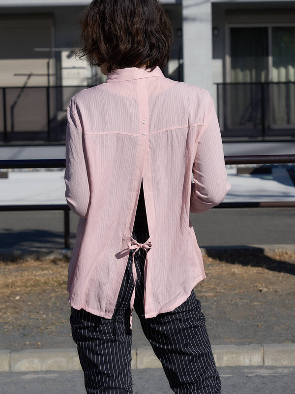 リボン シワ感シャツ カジュアルガーリー レディース Uenui