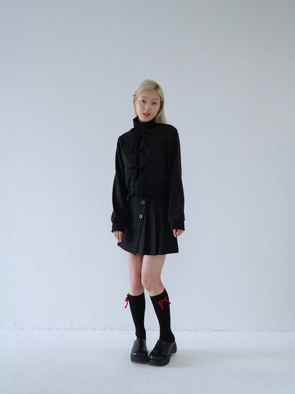 slanting button trapezoid skirt