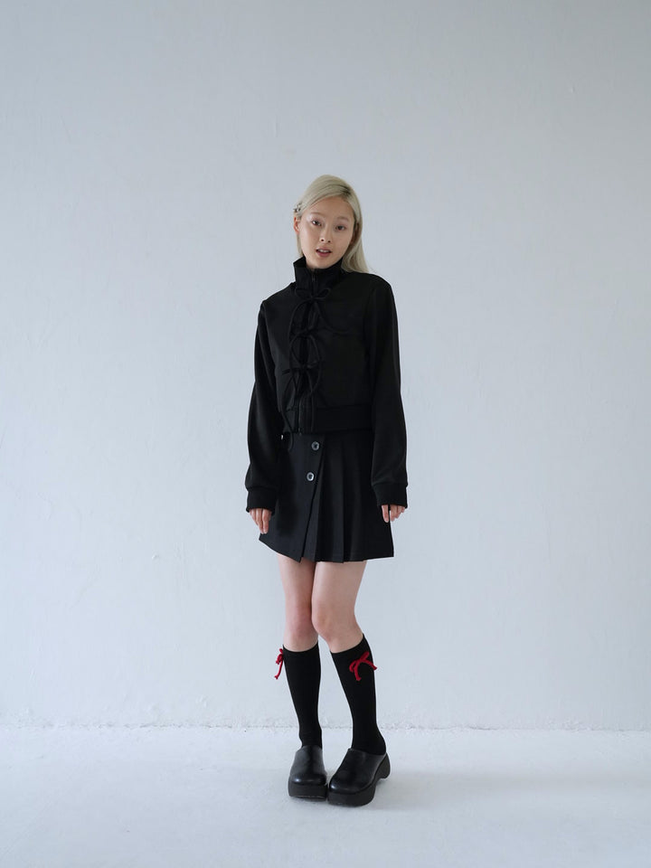 slanting button trapezoid skirt