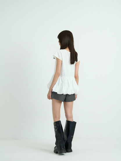 peplum puff sleeve blouse