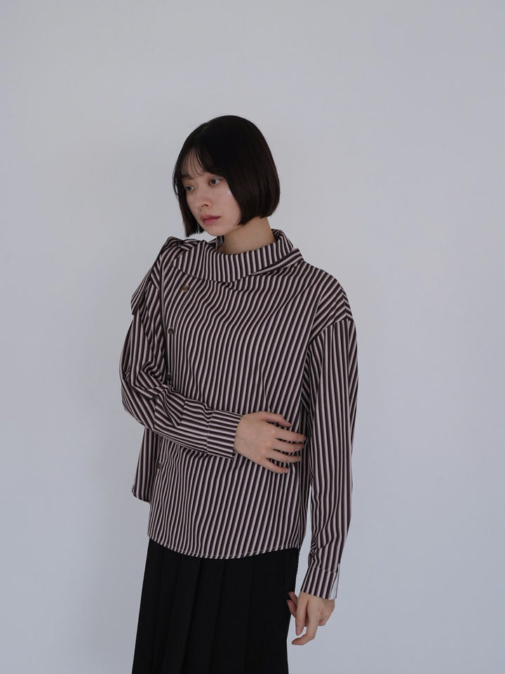 【8月26日発送予定】asymmetric stripe shirt