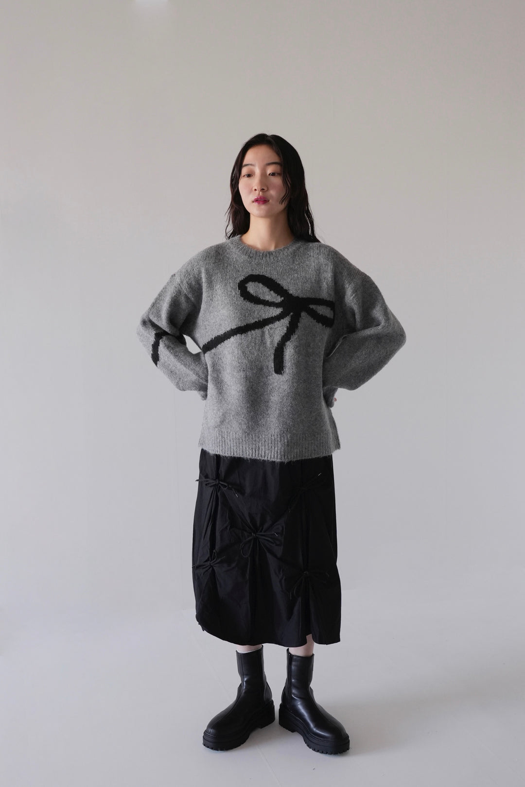 flow diagonally ribbon knit