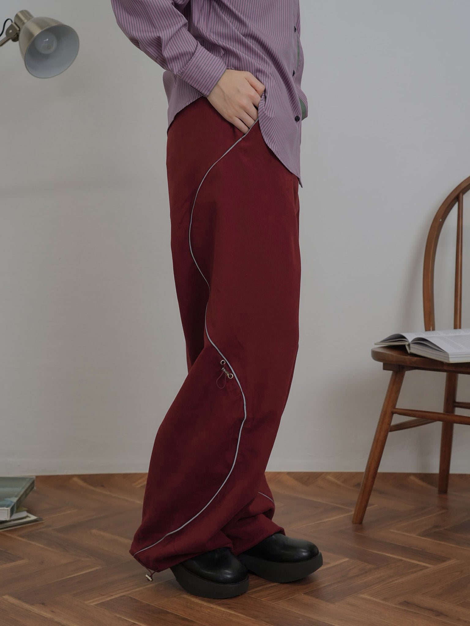 stitch line wide pants｜ハイウエストステッチデニムパンツ｜uenui