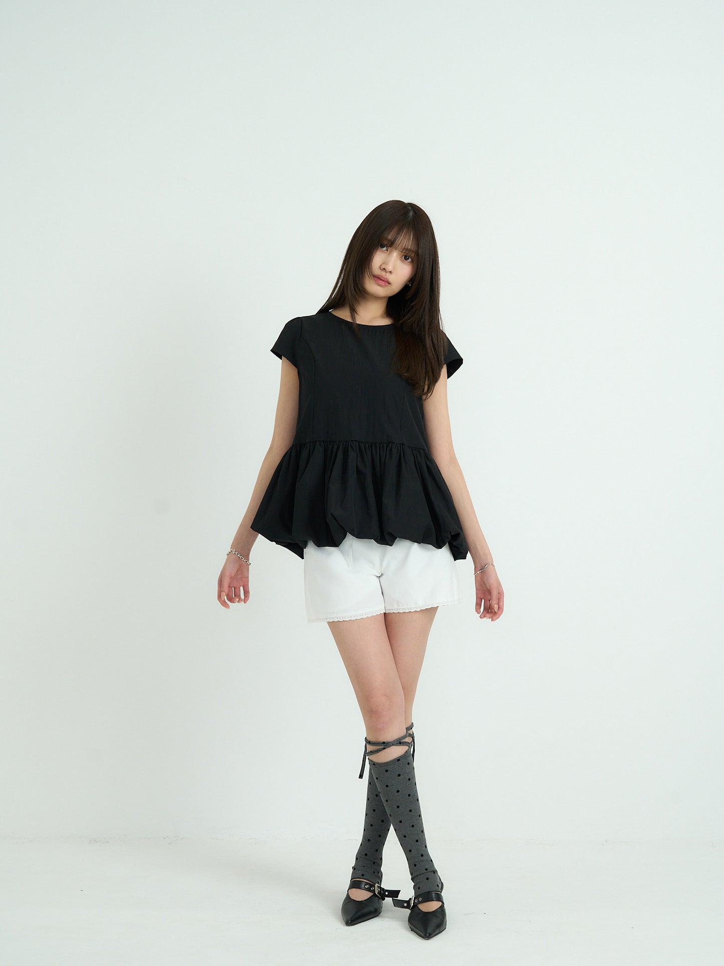 peplum puff sleeve blouse