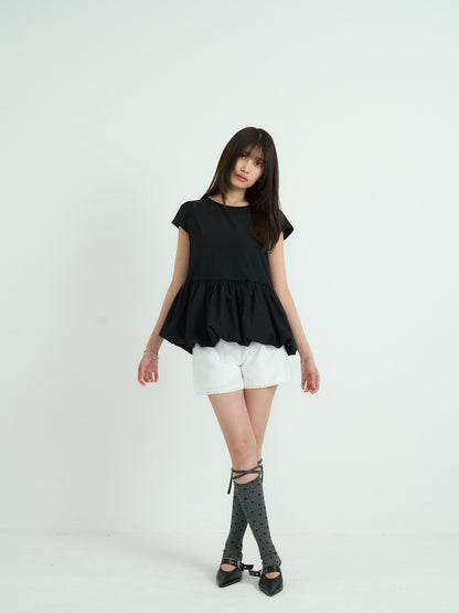 peplum puff sleeve blouse