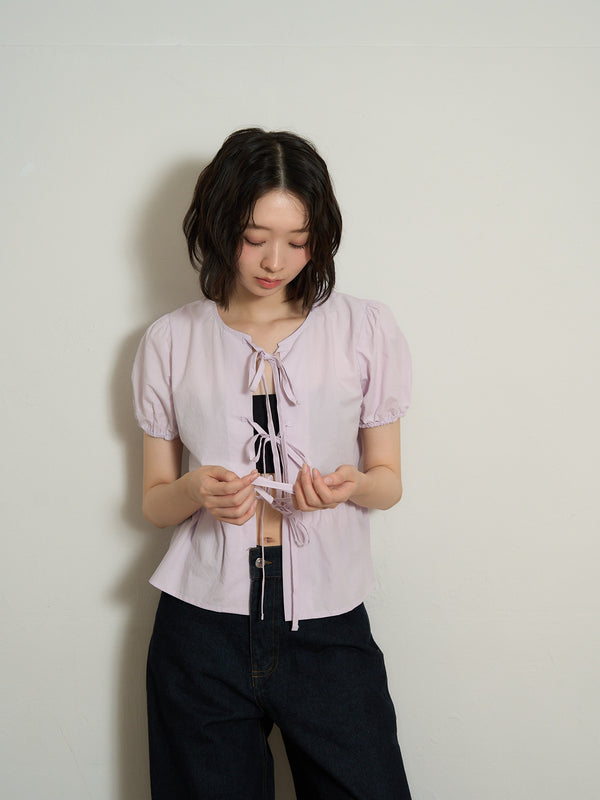 ribbon flare blouse