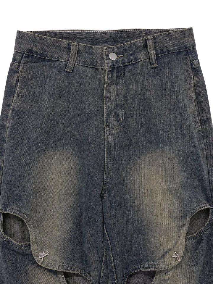 studs cut denim pants