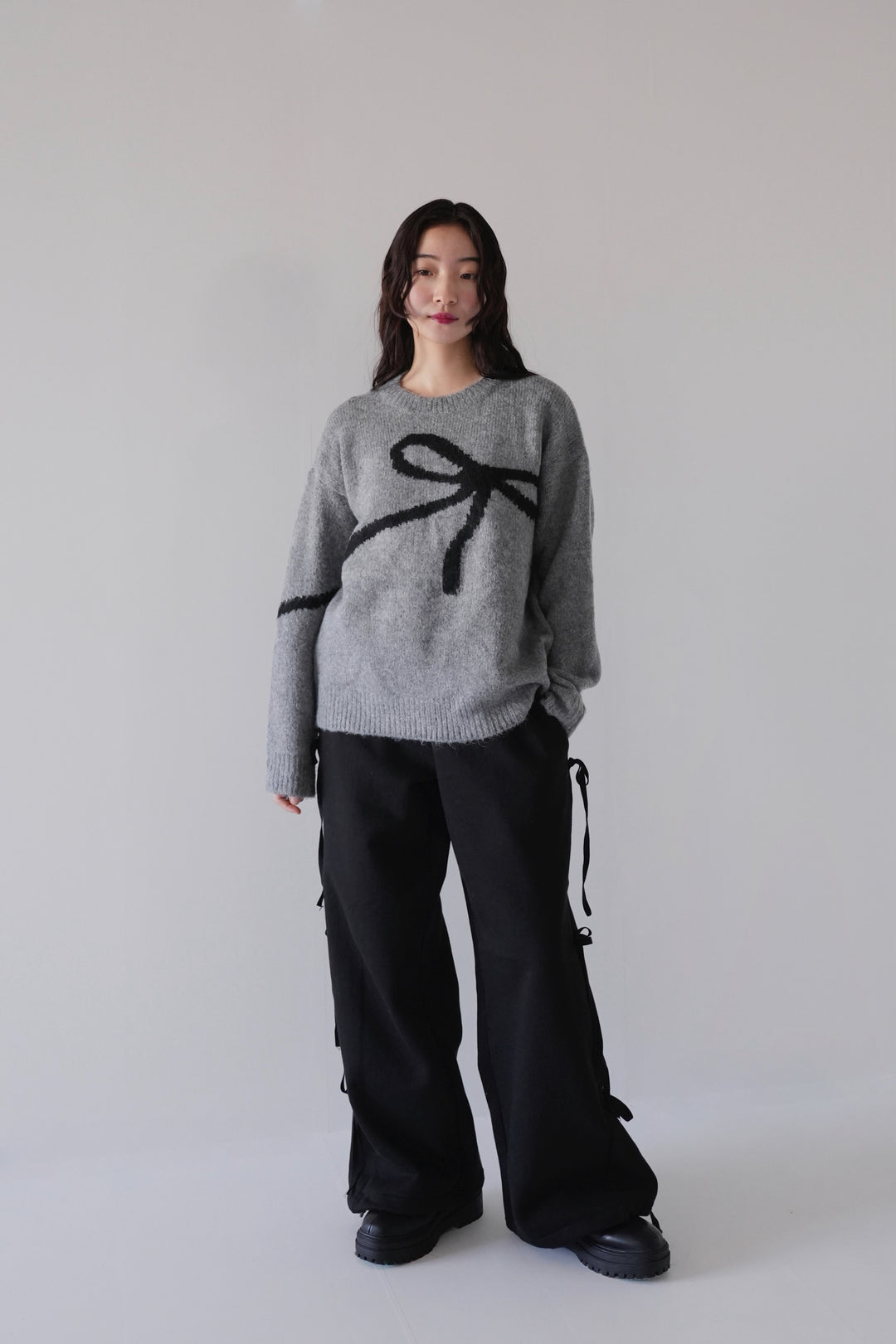 flow diagonally ribbon knit
