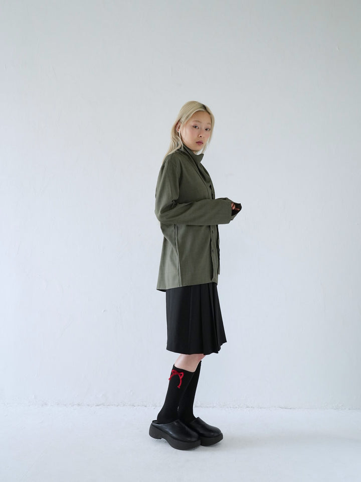 【 10月上旬発送予定 】drape neck asymmetric blouse