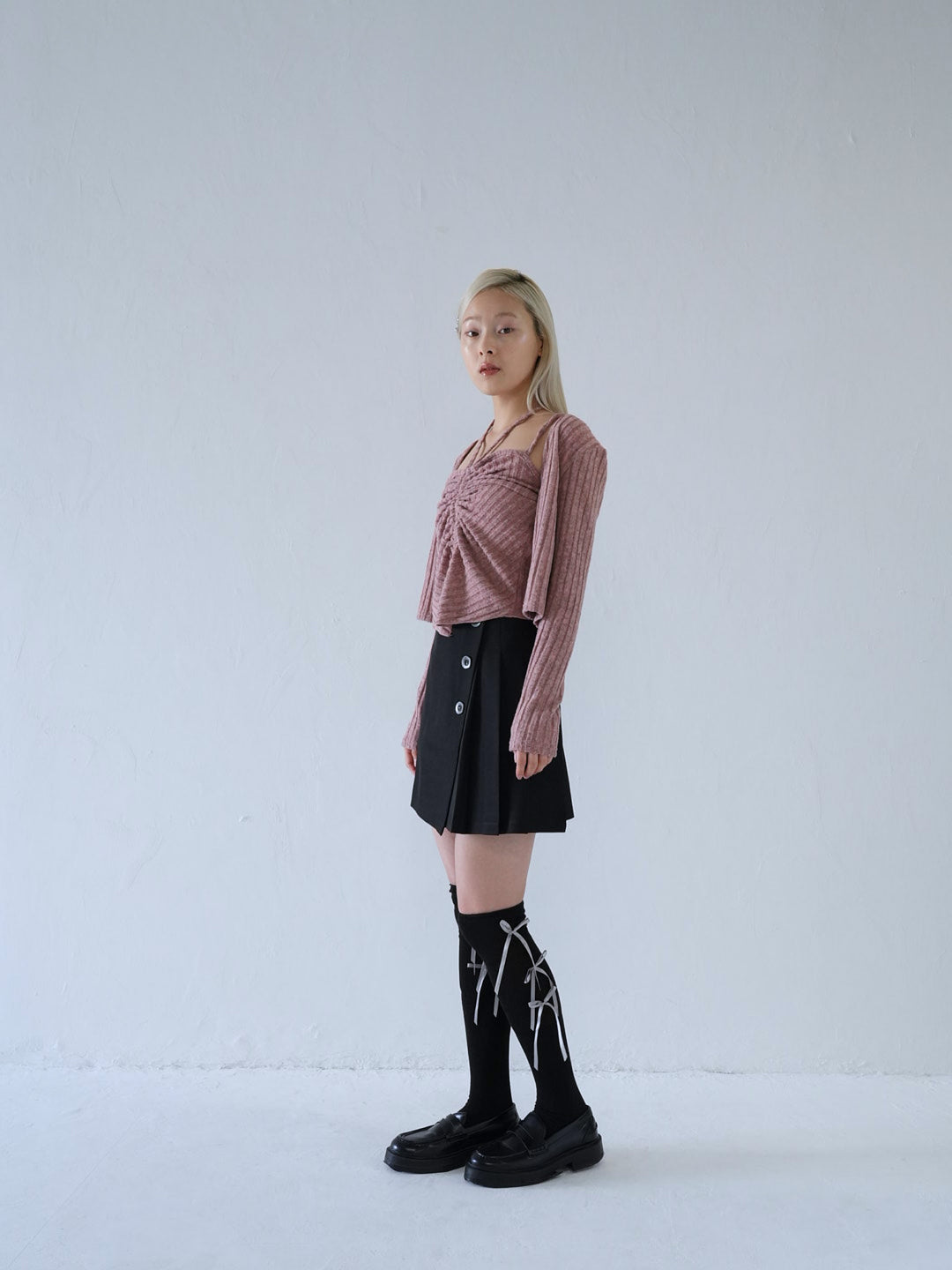 【 10月上旬発送予定 】ribbed ruched cami & cardigan set