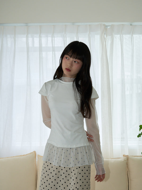 シアー 重ね着風トップス 大人カジュアル レディース Uenui