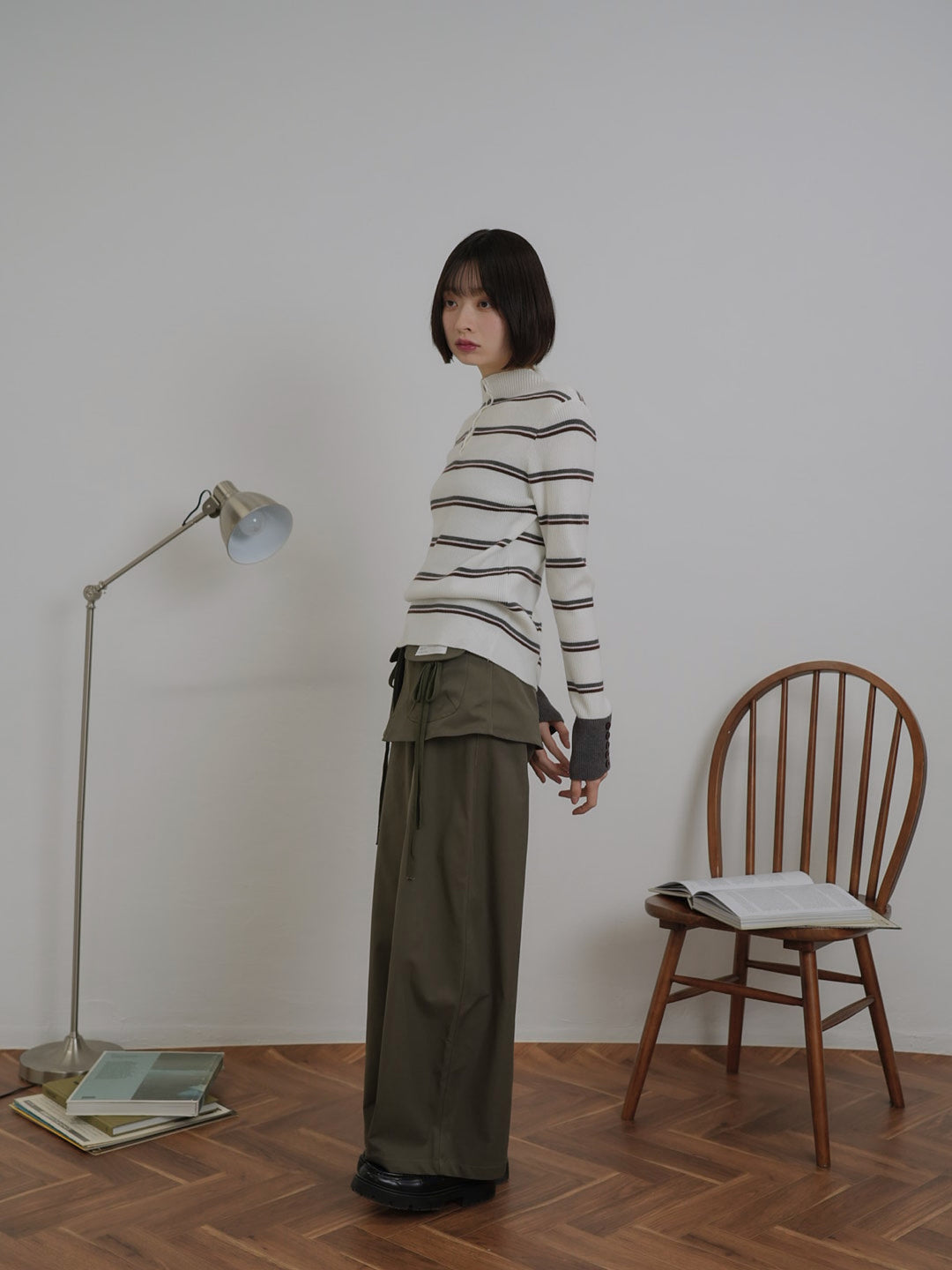 border rib knit  top