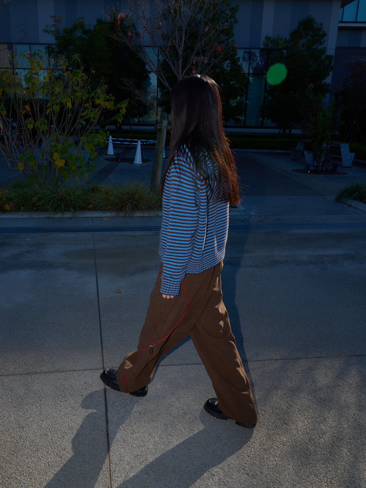 stitch line wide pants