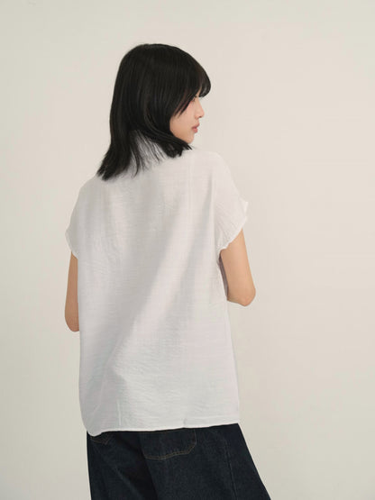 cotton linen stand collar shirt