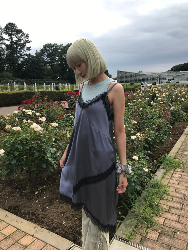 lace satin slip dress