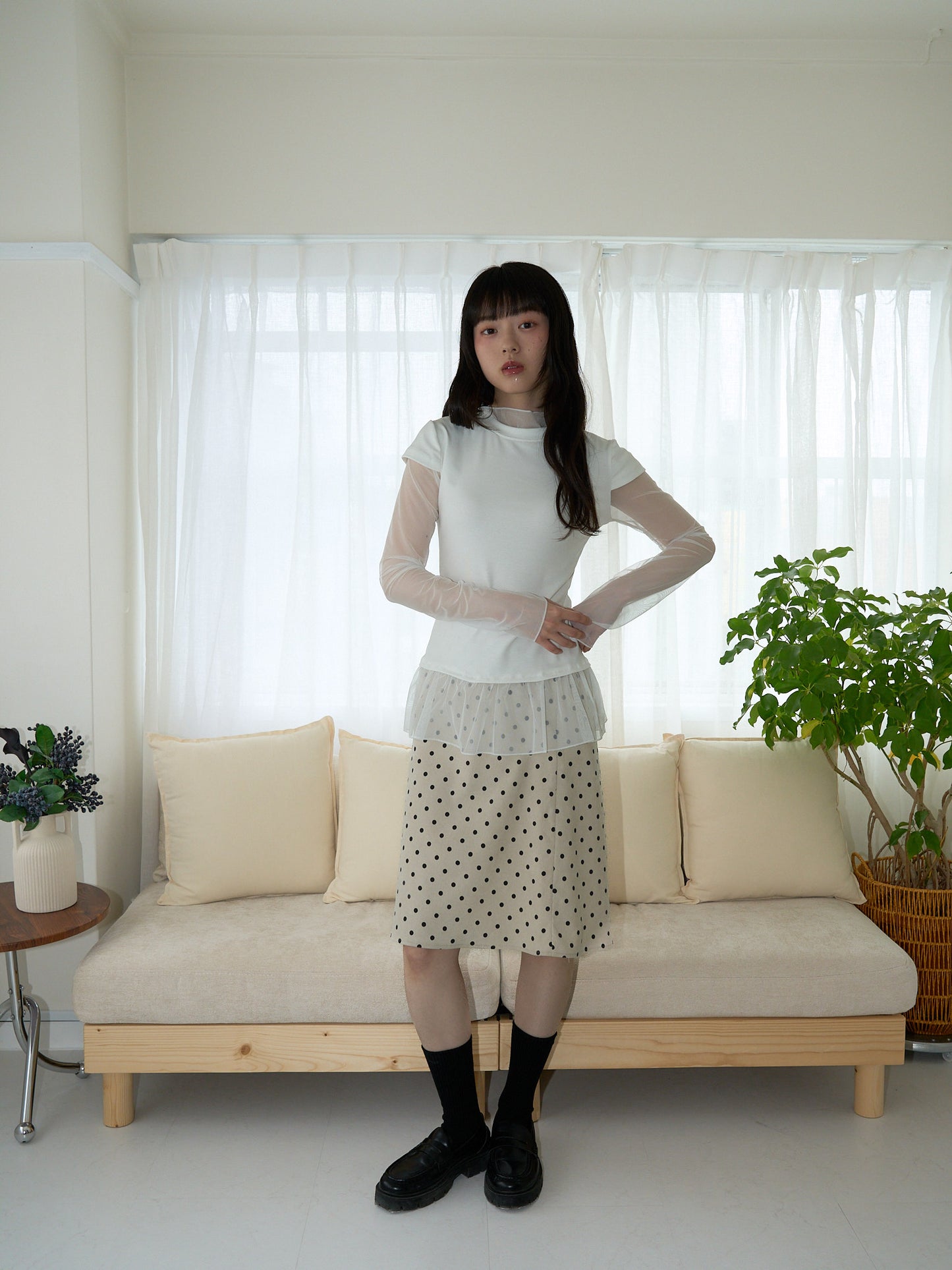 シアー 重ね着風トップス 大人カジュアル レディース Uenui