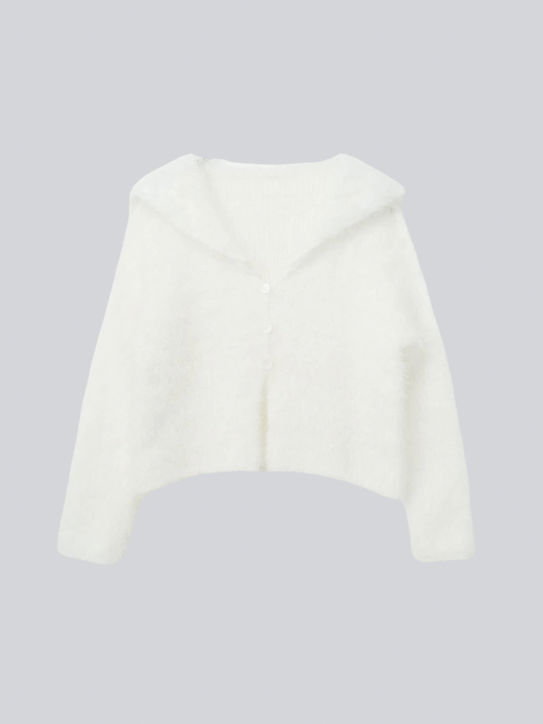 shaggy knit sailor cardigan