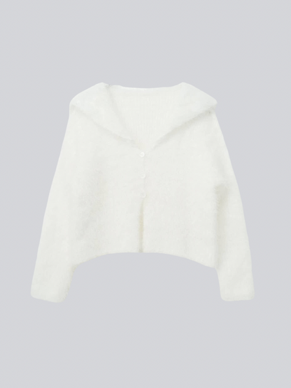 shaggy knit sailor cardigan