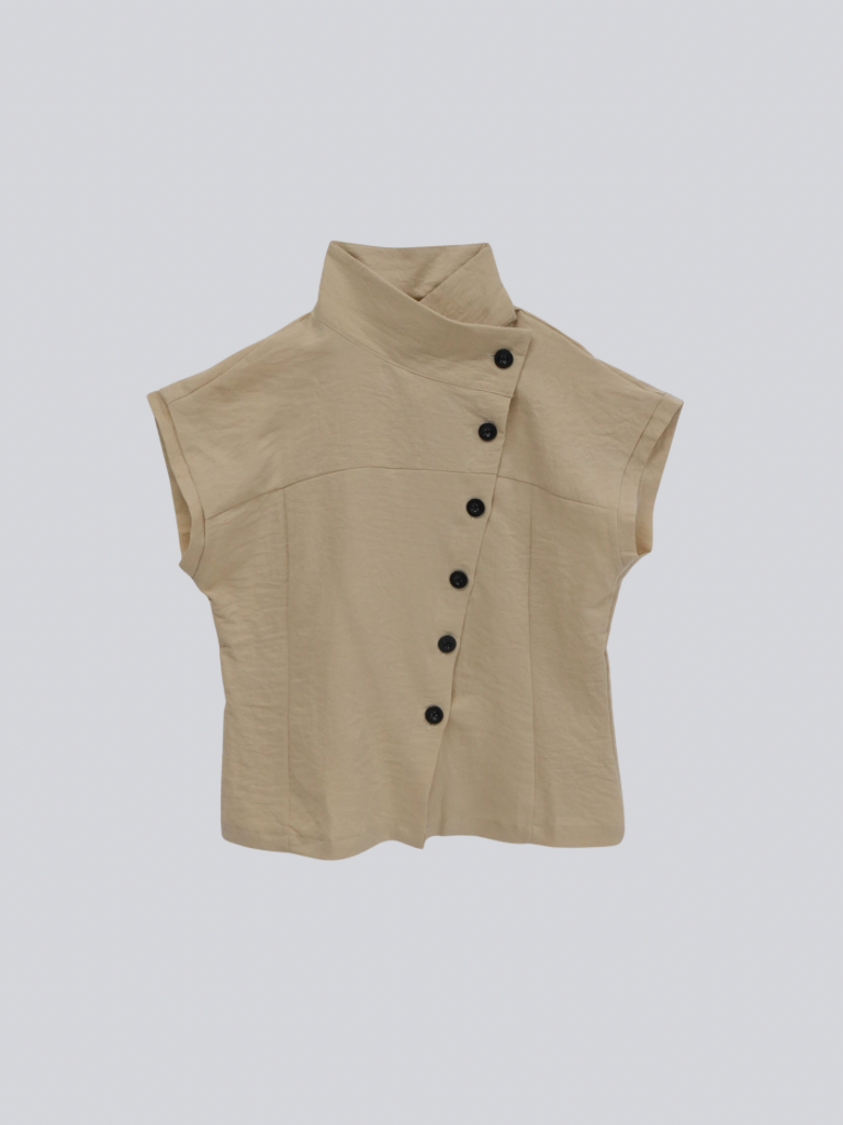 asymmetric collar shirt