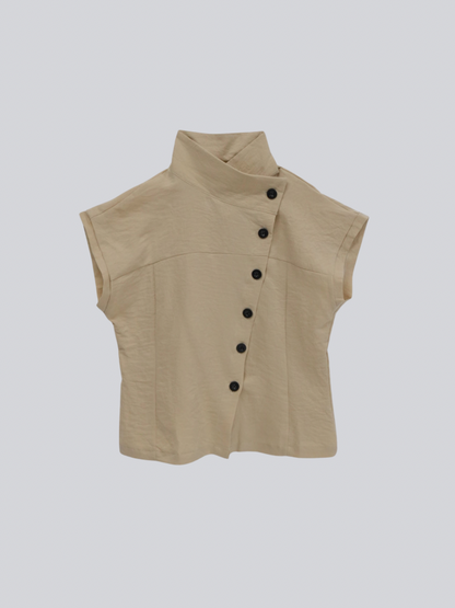asymmetric collar shirt
