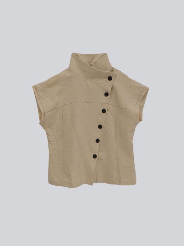 asymmetric collar shirt