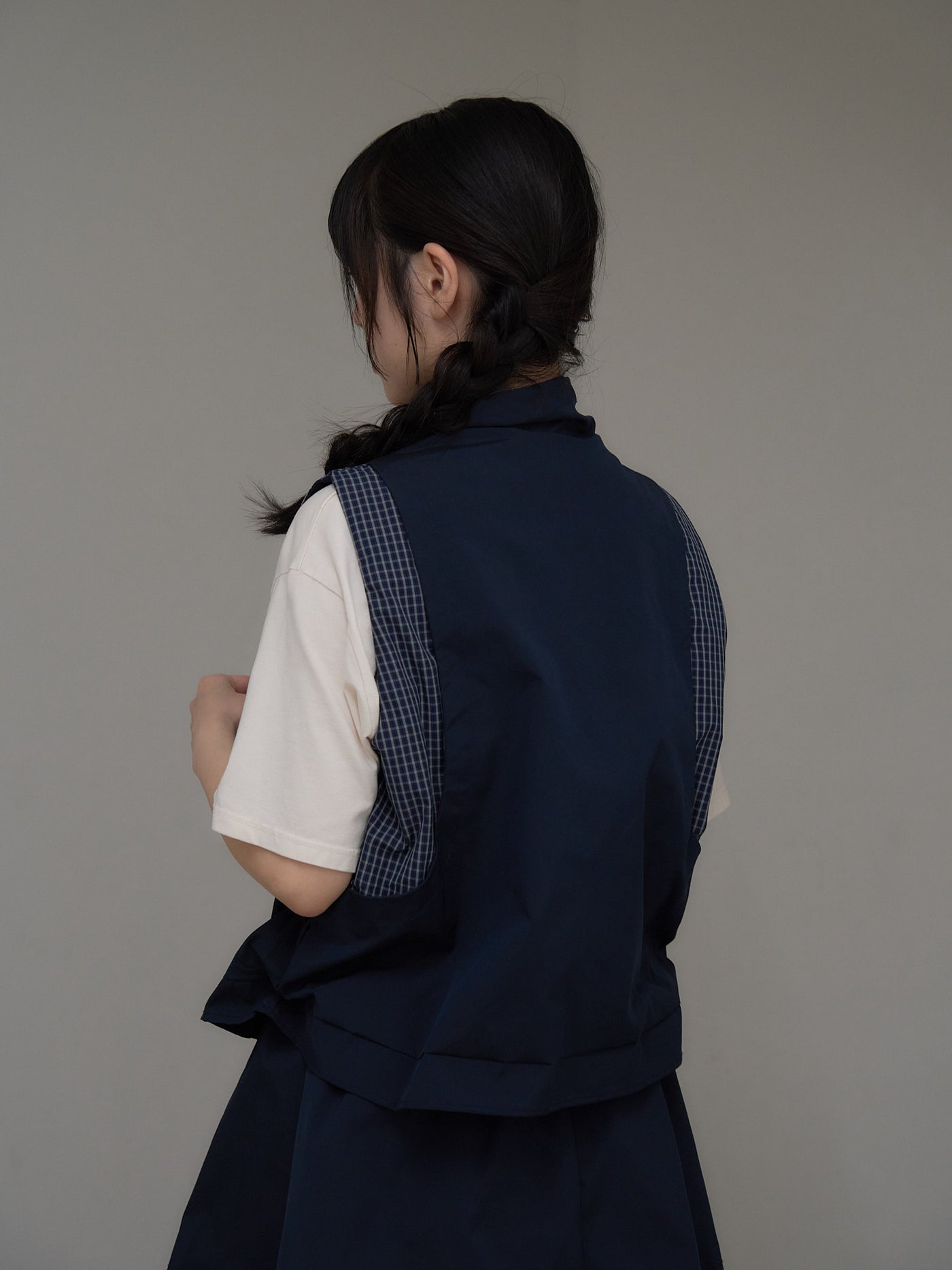 check vest & skirt set