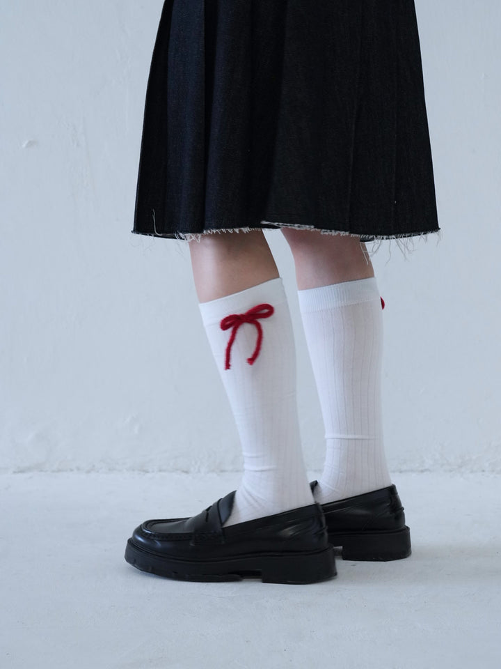 【 10月上旬発送予定 】knee-high ribbon socks