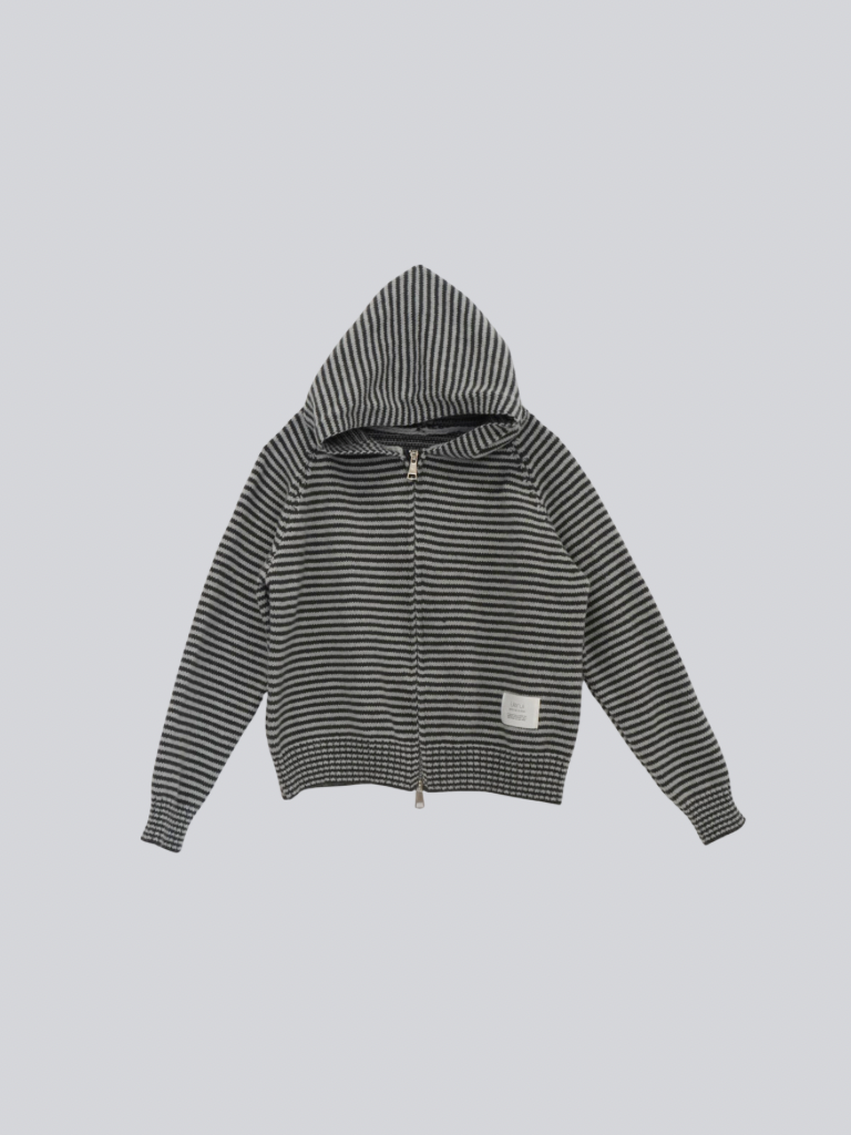 border knit zip hoodie