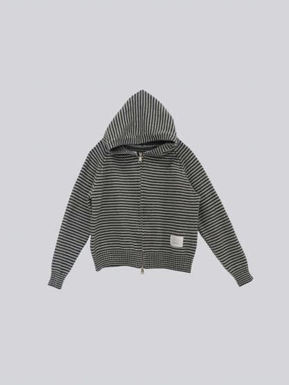 border knit zip hoodie