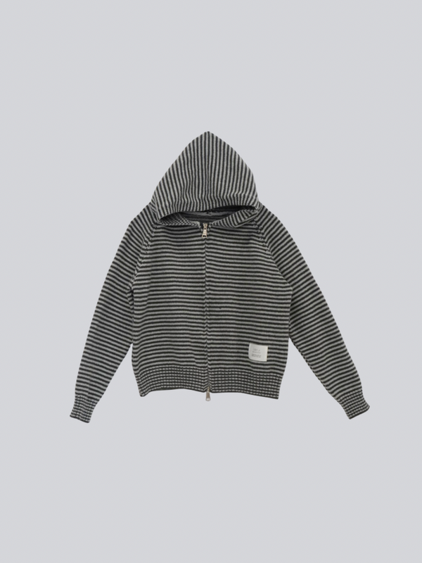 border knit zip hoodie