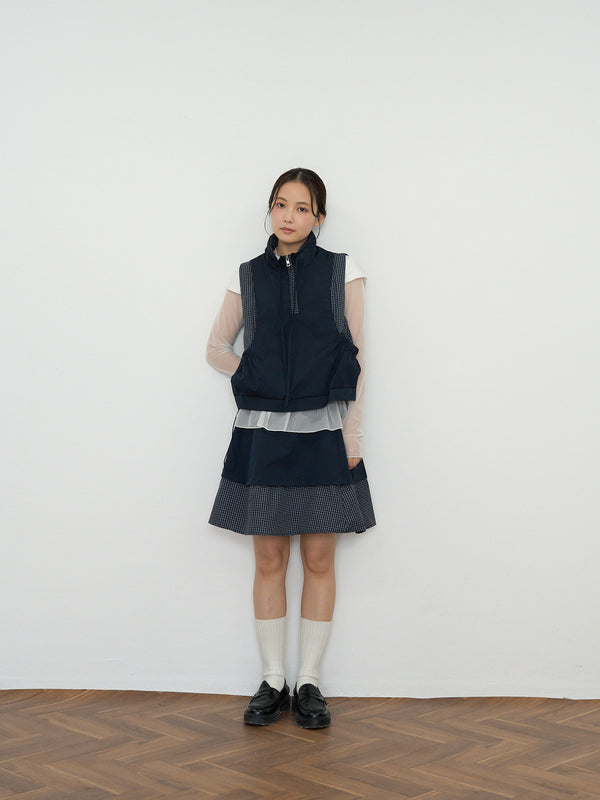 check vest & skirt set