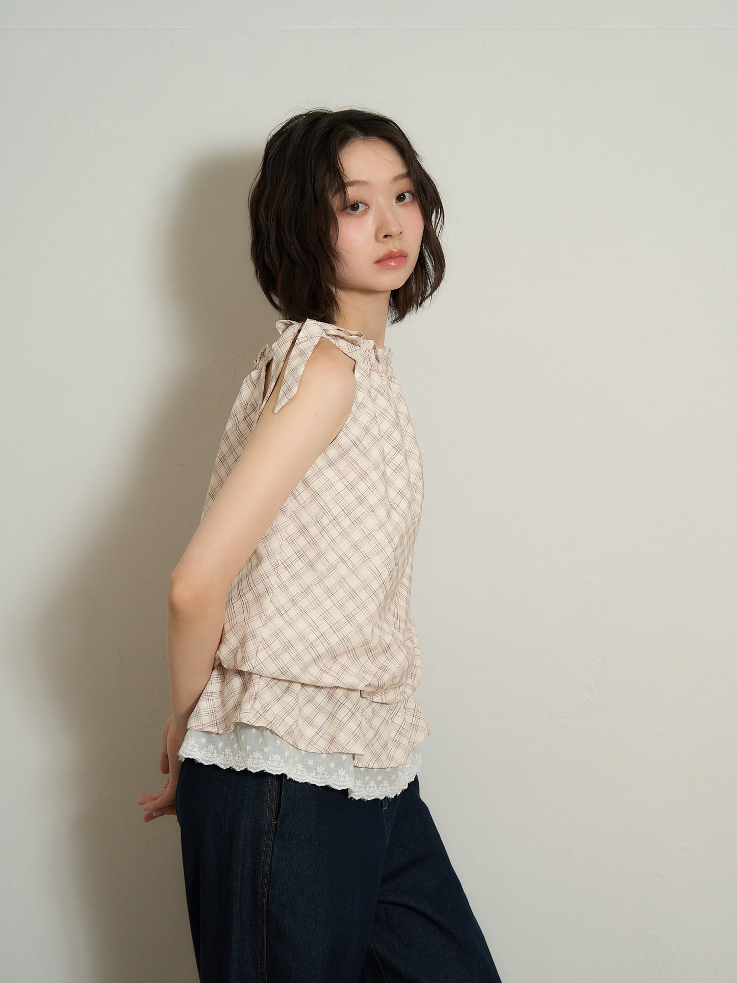 check lace cami
