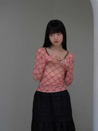 check slim long sleeve tee