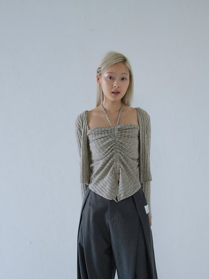 【 10月上旬発送予定 】ribbed ruched cami & cardigan set