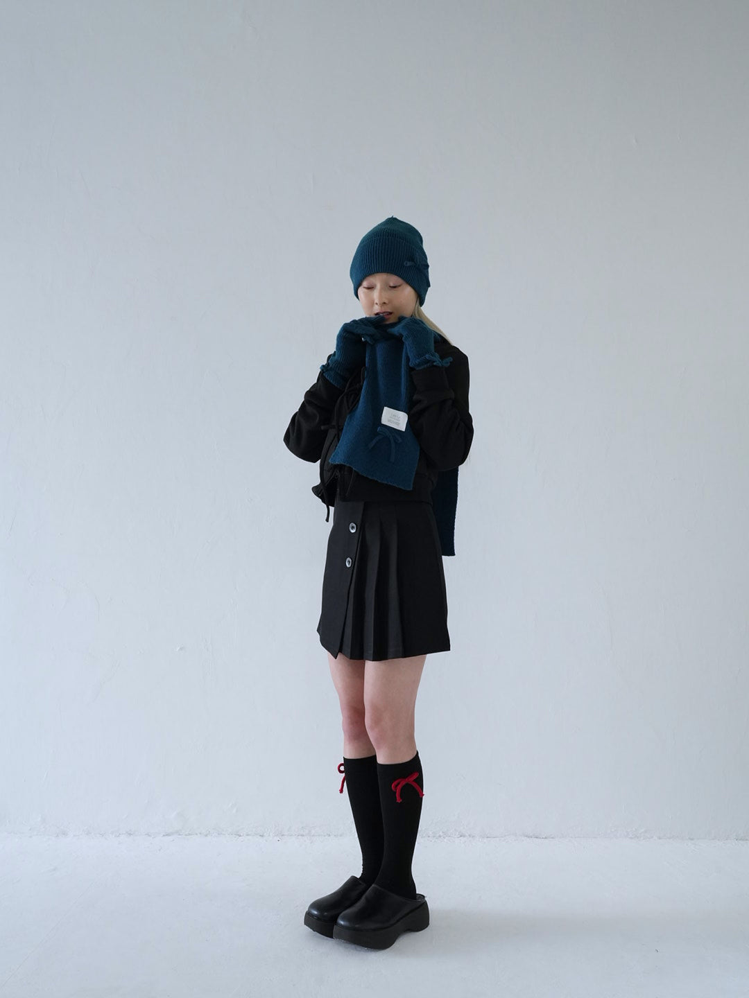 slanting button trapezoid skirt