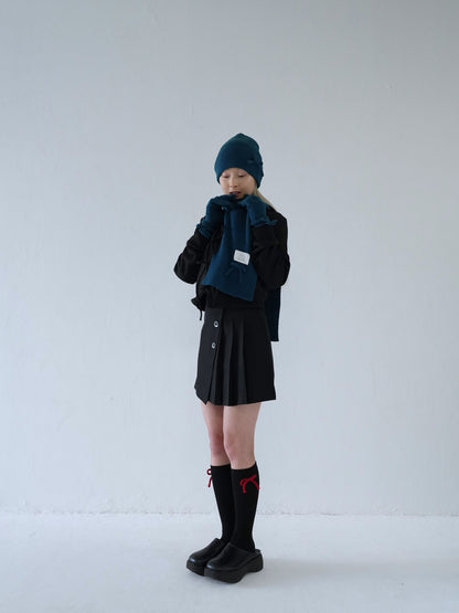 slanting button trapezoid skirt