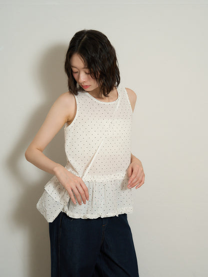 dot sleeveless blouse set