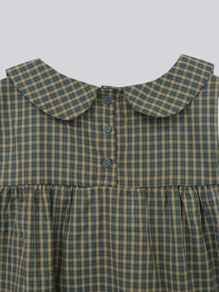 check frill collar blouse