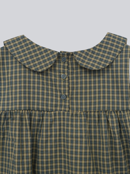 check frill collar blouse
