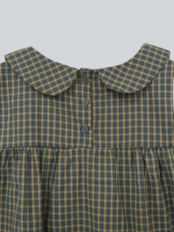 check frill collar blouse