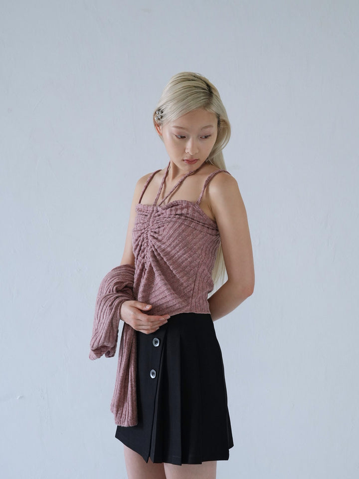 【 10月上旬発送予定 】ribbed ruched cami & cardigan set