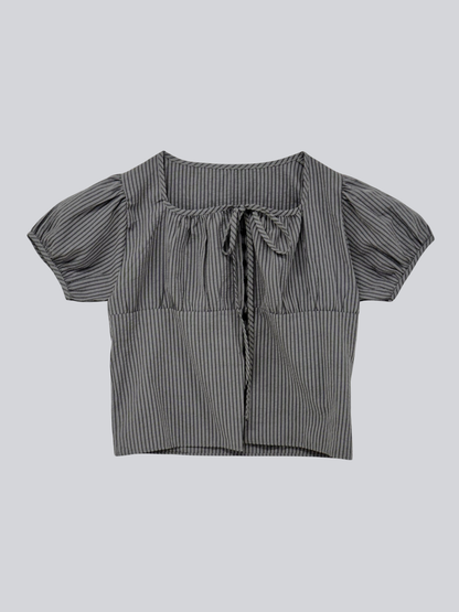 stripe ribbon blouse