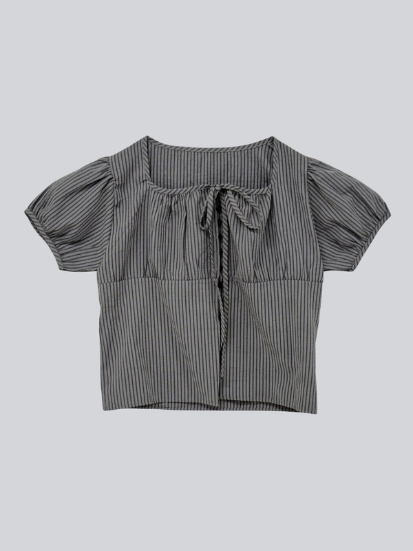 stripe ribbon blouse