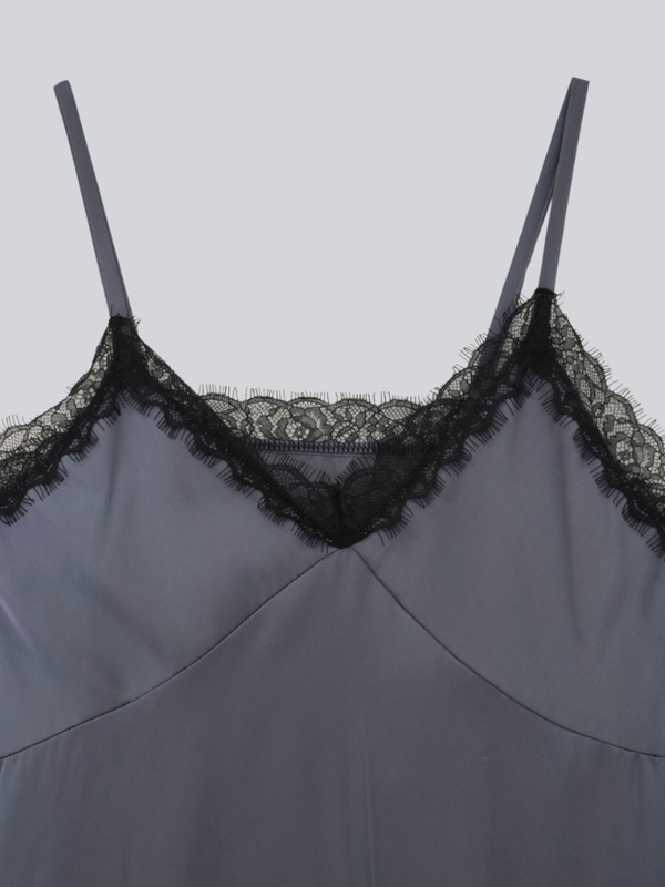 lace satin slip dress