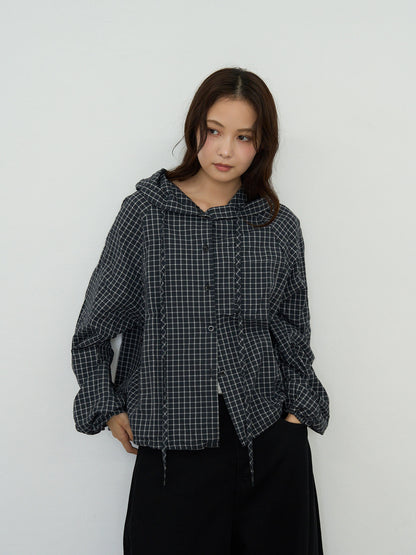 check hooded shirt