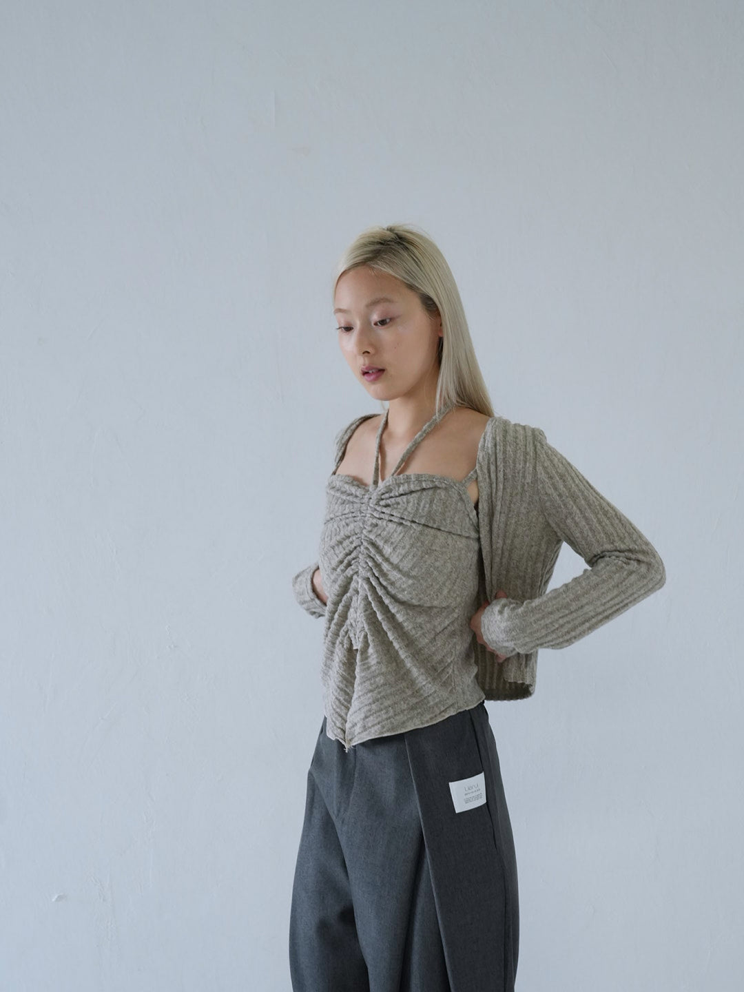 【 10月上旬発送予定 】ribbed ruched cami & cardigan set