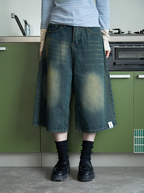 wide denim culottes
