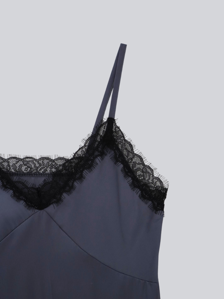lace satin slip dress