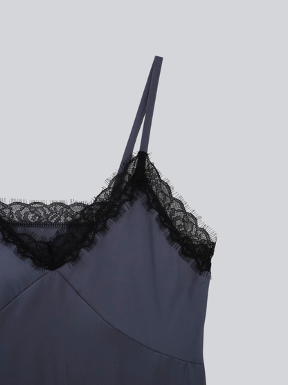 lace satin slip dress